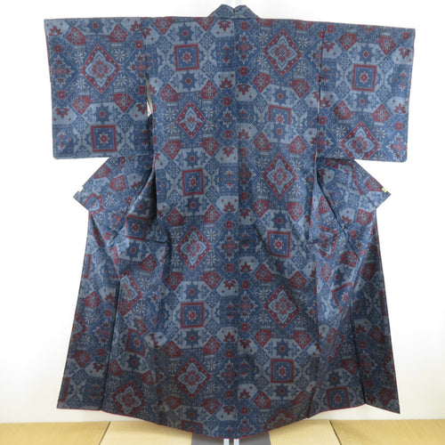 Tsumugi Kimono Oshima Tsumugi Bunbun Beni Blue Bee Bee Bee Collar Silk Casual Casual Kimono Tailor