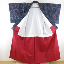 Load image into Gallery viewer, Tsumugi Kimono Oshima Tsumugi Bunbun Beni Blue Bee Bee Bee Collar Silk Casual Casual Kimono Tailor