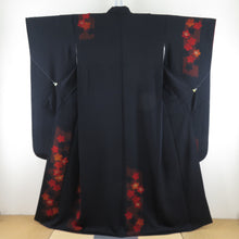Load image into Gallery viewer, Kimono black x red cherry blossoms pattern pure silk adult ceremony graduation ceremony formal tailoring kimonos 160cm beautiful goods