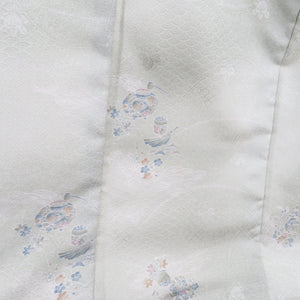 Komon Washing kimono with a lined vase floral pattern light green wide collar polyester 100 % Casual Casual height 158cm beautiful goods