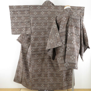 Tsumugi Kimono Murayama Oshima Tsumugi Ensemble With Haori Lined Bottled Brown Pure Silk Casual Casual Kimono Tailor