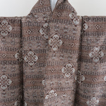 Load image into Gallery viewer, Tsumugi Kimono Murayama Oshima Tsumugi Ensemble With Haori Lined Bottled Brown Pure Silk Casual Casual Kimono Tailor
