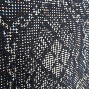 紬 着物 アンサンブル 羽織付 亀甲花文 袷 バチ衿 黒色 正絹 カジュアル 仕立て上がり 身丈157cm