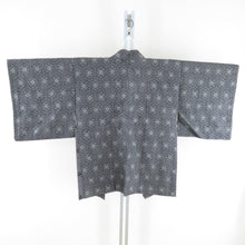 Load image into Gallery viewer, Tsumugi Kimono Ensemble Feather with Haori Turtle Bloom Bun Lined Bee Bee Collar Black Pure Silk Casual Casual Tailor 157cm