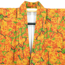 Load image into Gallery viewer, Wool kimono mission lined orange cracked flower pattern Bee collar Casual kimono everyday kimono tailor