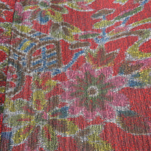 Load image into Gallery viewer, Wool kimono single garment red × multicolored flower × Imperial car bang collar casual kimono Kimono tailoring