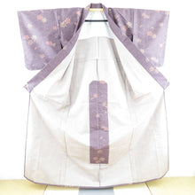 Load image into Gallery viewer, Wool kimono single garment Azuki purple waves x Shochiku plum Bachi collar Casual kimono Kimono tailoring