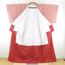 Load image into Gallery viewer, Komon Koume pattern Brown x White Washable Lined wide collar 100 % Casual tailoring Kimono height 162cm beautiful goods