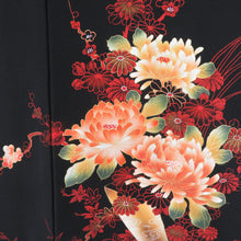 Load image into Gallery viewer, Haori Flower Collection Pure Silk Black x Red Kimono Studio 79cm