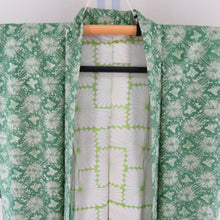 Load image into Gallery viewer, Haori pongee rhinometical pattern pure silk green kimono coat kimono 80cm