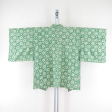 Load image into Gallery viewer, Haori pongee rhinometical pattern pure silk green kimono coat kimono 80cm