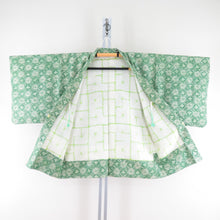 Load image into Gallery viewer, Haori pongee rhinometical pattern pure silk green kimono coat kimono 80cm