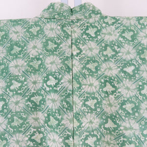 Haori pongee rhinometical pattern pure silk green kimono coat kimono 80cm