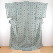 Load image into Gallery viewer, Komon Kasuri Green x Brown Washing Lined Bachi Collar Polyester 100 % Casual Tailoring Kimono 163cm Beautiful goods