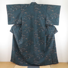 Load image into Gallery viewer, Komon landscape pattern Dark green wash lined wide collar 100 % Casual tailoring kimono 160cm beautiful goods