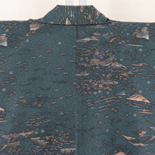 Load image into Gallery viewer, Komon landscape pattern Dark green wash lined wide collar 100 % Casual tailoring kimono 160cm beautiful goods