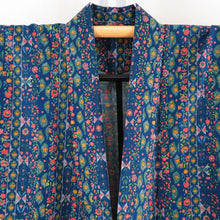 Load image into Gallery viewer, Wool kimono single kimono × multicolor flower × Vertical line design