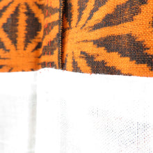 画像をギャラリービューアに読み込む, ウール着物 単衣 黒×オレンジ 麻の葉 バチ衿 カジュアルきもの 普段着物 仕立て上がり 身丈160.5cm 美品