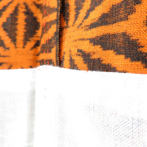 ウール着物 単衣 黒×オレンジ 麻の葉 バチ衿 カジュアルきもの 普段着物 仕立て上がり 身丈160.5cm 美品