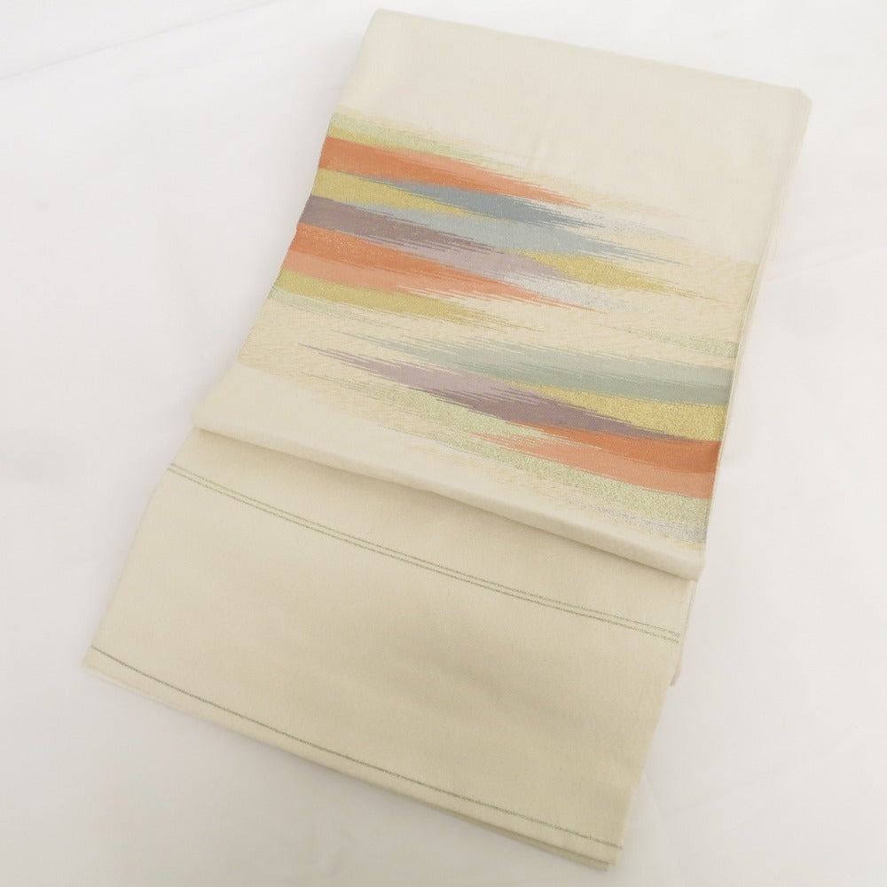 Bag Subaset Pastel Kasumi Shirokinzure Pure silk length approx. 436cm Gourd formal tailoring # 1003 [Used]