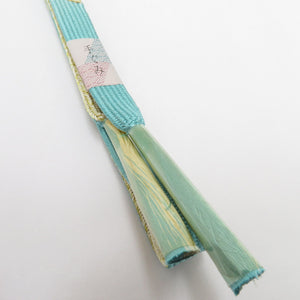 Obi tightening flat string light blue x gold gold silk 100% obi 〆 Pure silk spring autumn winter adult women Fomal unused item