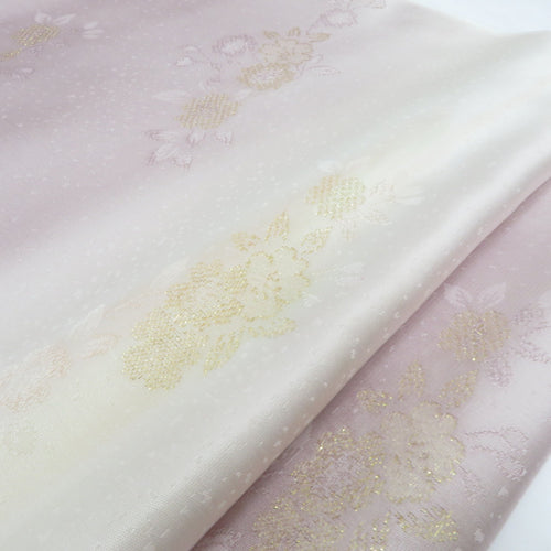 Obi -fried Pure Silk Obi -fried Purple Purple Purple x Cream Blur Gold Thread Flower Park 100 % Silk Formal Unused