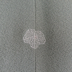 色無地 正絹 草柳色 緑色 袷 広衿 細身幅サイズ 一つ紋 セミフォーマル 仕立て上がり着物 身丈156cm