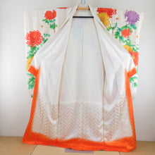 Load image into Gallery viewer, Kimono -lined kimono set of undergarment set long undergarment set white x orange x multicolor embroidery chrysanthemum pattern