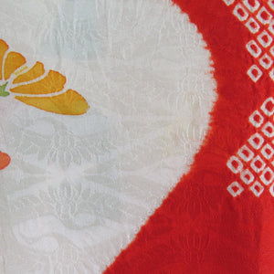 Kimono lined kimono set underwear set long undergarment set White x red x multicolored aperture embroidery chrysanthemum pattern