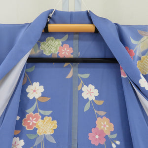 Kimono Single Character Kimono Base Set of Hube Set Long Base Set Author Blue X Beige Pastel Serimitical Aperture Embroidery Wide Collar Graduation Ceremony Formal Store 160cm Beautiful goods