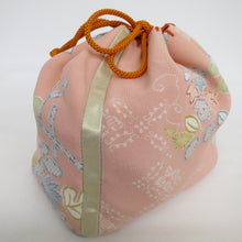 Load image into Gallery viewer, Japanese Accessibility Japanese Bag Drawstring Pink × Gold × Orange Japanese Bag Used