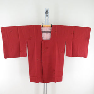 Road Pure Silk brick color x vermilion Kikuhige -shaped pattern kimono coat kimono kimono kimono casual casual height 87.5cm beautiful goods