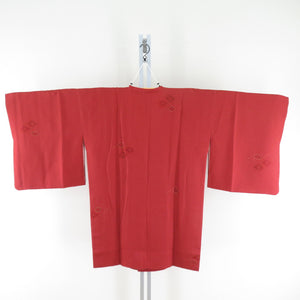 Road Pure Silk brick color x vermilion Kikuhige -shaped pattern kimono coat kimono kimono kimono casual casual height 87.5cm beautiful goods