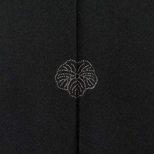 羽織 風景文様 一つ紋 正絹 黒色ｘ金色 着物コート 着物用 身丈84cm 美品