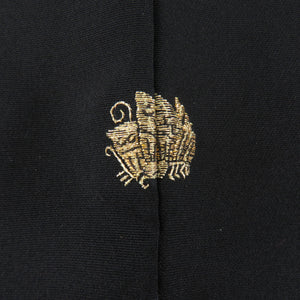 羽織 花文様 一つ紋 正絹 黒色ｘ朱色ｘ黄色 着物コート 着物用 身丈78cm 美品