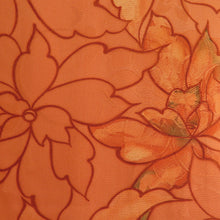 画像をギャラリービューアに読み込む, 羽織 花文様 正絹 オレンジ色 着物コート 着物用 身丈78cm 美品