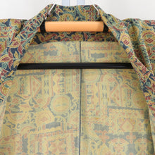 Load image into Gallery viewer, Wool kimono single clothes Green x pepper colored brown collar casual kimono Kimono tailoring