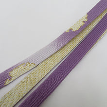 Load image into Gallery viewer, Obi tightening flat silk 100% Young purple × golden bokashi Ayami obi 〆 Pure silk formal Japanese accessories Ladies women length 163cm