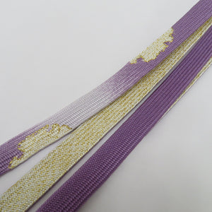 Obi tightening flat silk 100% Young purple × golden bokashi Ayami obi 〆 Pure silk formal Japanese accessories Ladies women length 163cm