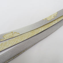 Load image into Gallery viewer, Obi tightening group Silk 100% thin gray x golden bookashi Ayami obi 〆 Pure silk formal Japanese accessory Ladies women length 163cm