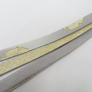 Obi tightening group Silk 100% thin gray x golden bookashi Ayami obi 〆 Pure silk formal Japanese accessory Ladies women length 163cm