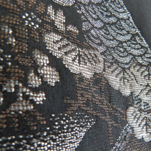 画像をギャラリービューアに読み込む, 羽織 正絹 色紙調 正絹 一つ紋 黒色ｘ茶色 銀糸 着物コート 着物用 身丈81.5cm