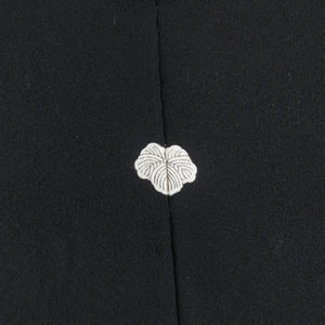 羽織 正絹 風景織模様 一つ紋 黒色ｘ緑色 金銀糸 着物コート 着物用 身丈83cm