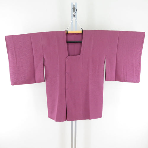 道行 正絹 ふくれ 赤紫色 和装コート 着物用 ちりよけ カジュアル 身丈84cm 美品