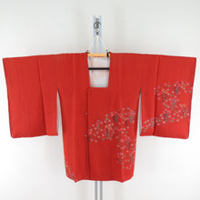 Load image into Gallery viewer, Road pure silk flower pattern vermilion x multi -colored kimono coat kimono kimono kimono casual casual height 85cm beautiful goods