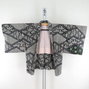 羽織 正絹 菱型に花模様 絞り  着物コート 着物用 身丈77.5cm