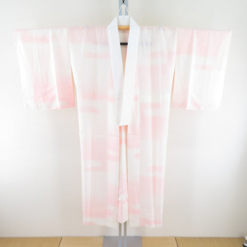 Base cream color x Light pink color blurred pure silk half -collar lined long undergarment