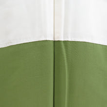 画像をギャラリービューアに読み込む, 小紋 植物色々模様 パッチワーク調 緑色ｘ茶色ｘ辛子色 袷 広衿 正絹 ゆったりサイズ カジュアル 仕立て上がり着物 身丈163cm
