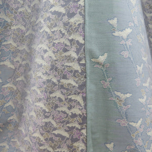 Tsumugi Kimono Original Oshima Tsumugi Flower Pattern Lined Collar Purple Silk Casual Casual Kimono Tailor