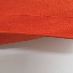 名古屋帯 椿柄 辻が花 オレンジ色ｘ赤色 仕立て上がり 着物帯 カジュアル 名古屋仕立て 長さ372cm 美品